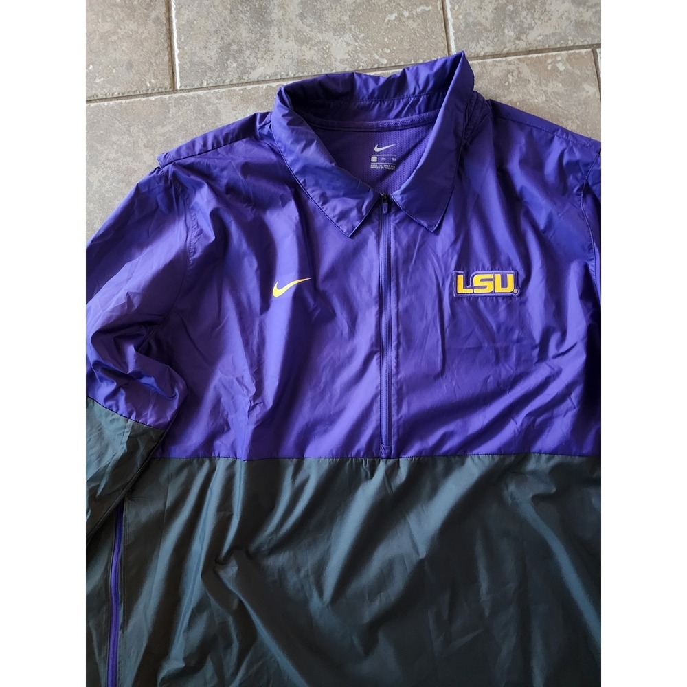 Nike LSU Tigers Mens 3XL On-Field Quarter Zip Windbreaker Jacket Purple Grey